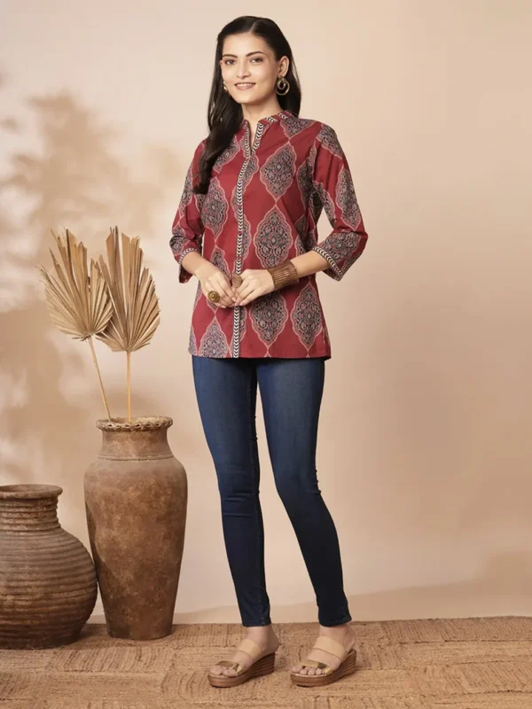 Dark Red Traditional Patterned Shirt