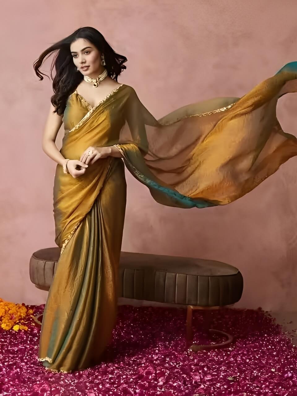 golden chiffon saree vastrik