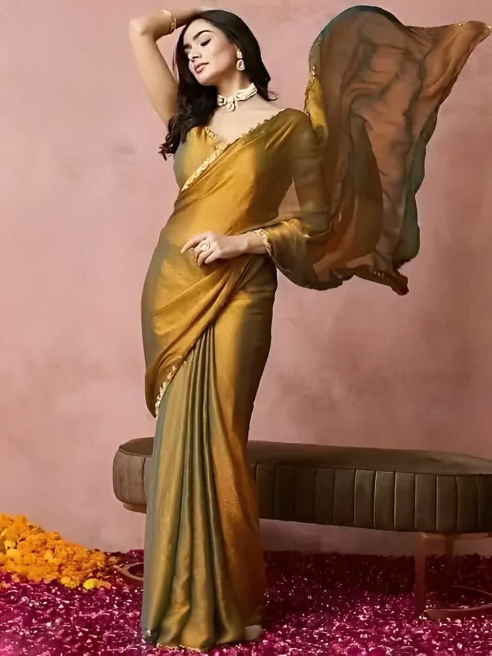golden chiffon saree vastrik