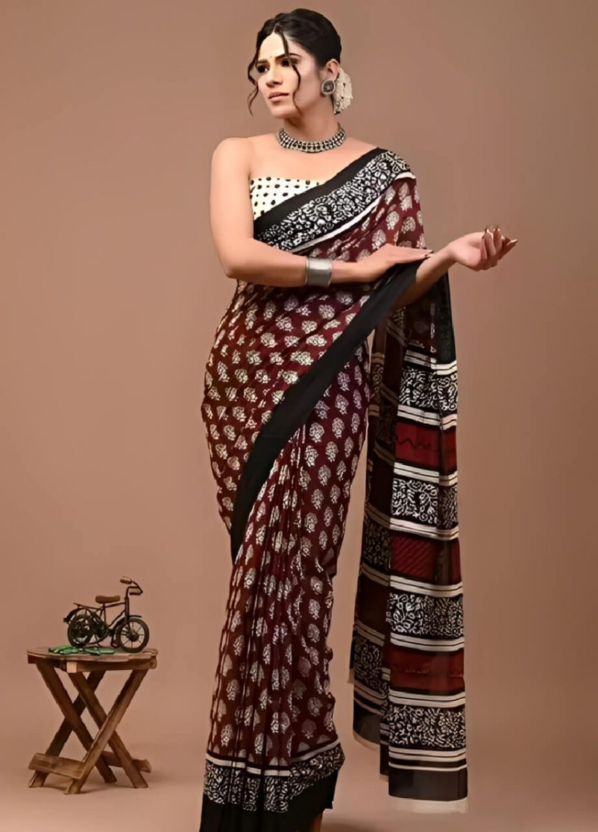 pure cotton mulmul saree